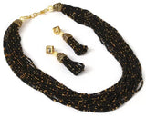 Glass Seed Beads Beaded Multilayer Necklace Set Black