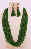 Glass Seed Beads Beaded Multilayer Necklace Set Green