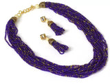 Glass Seed Beads Beaded Multilayer Necklace Set Blue