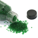 Glass Trans Seed Beads Green 8/0