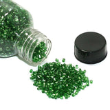 150 Gms 2 Cut Silver Line Glass Seed Beads Green 11/0
