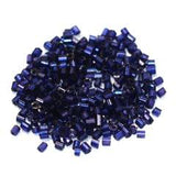 2 Cut Silver Line Glass Seed Beads Blue