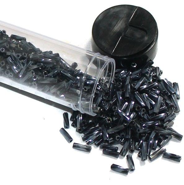 850 Pcs Nippon Seed Beads Twisty Buggles Black Metallic, Size 11/0, 8mm