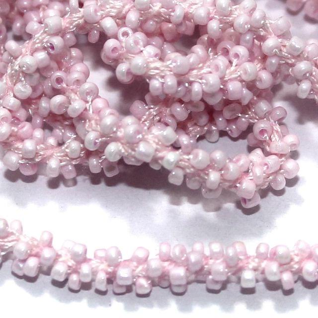 1 Mtr Luster Pink Seed Bead Beaded String For Necklace