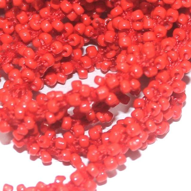 1 Mtr Opaque Red Seed Bead Beaded String For Necklace