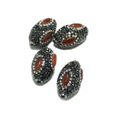 4 Pcs CZ Oval Beads, Size 27x15 mm