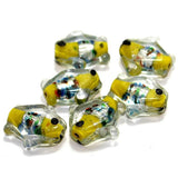 20 Pcs, 20mm Silver Foil Fish Beads Yellow