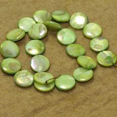 18mm Disc Shell Beads Green 1 String