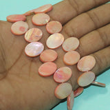 17x12mm  Oval Side Hole Shell Beads Peach 1 String