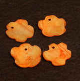 25 Pcs, 26mm Orange Single Hole Flower Shell Beads