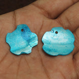 25 Pcs, 25mm Turquoise Single Hole Flower Shell Beads