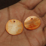 25 Pcs, 23mm Orange Single Hole Round Shell Beads
