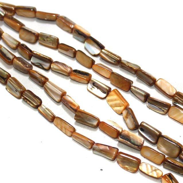 2 Strings Shell Beads Brown Rainbow 15mm