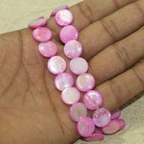 12mm Disc Shell Beads Hot Pink 1 String