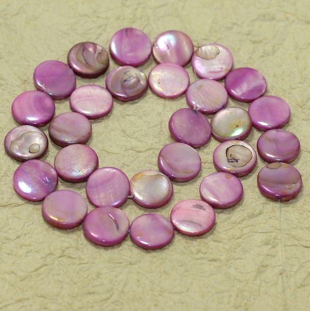 12mm Disc Shell Beads Purple 1 String