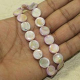 12mm Disc Shell Beads  Purple 1 String