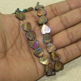 12mm Heart Shell Beads Brown Rainbow 1 String