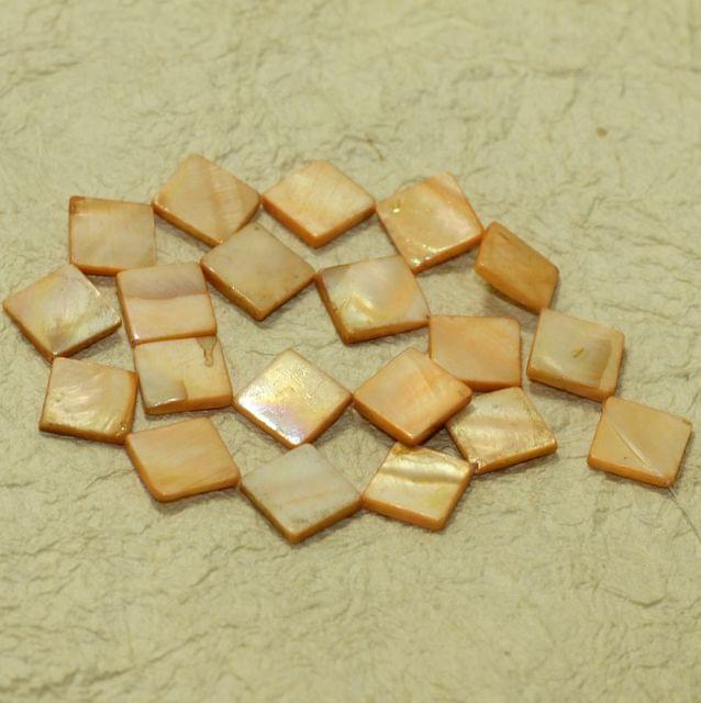 20mm Square Shell Beads Peach 1 String