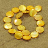 18mm Disc Shell Beads Yellow 1 String