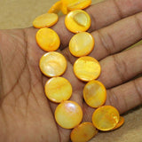 18mm Disc Shell Beads Yellow 1 String