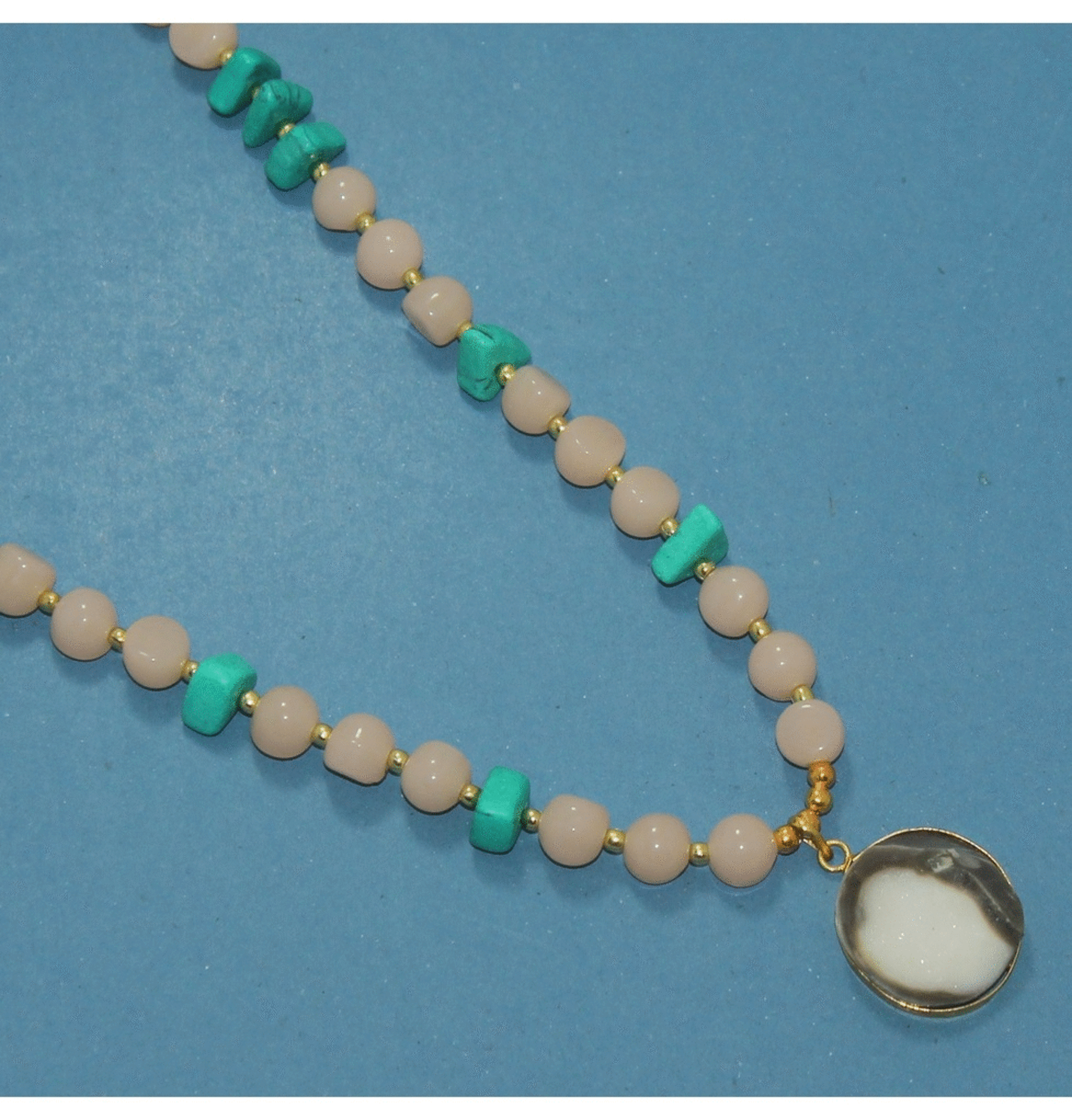 Yogini turquoise beaded oxidised necklace set – IndiAura Mode