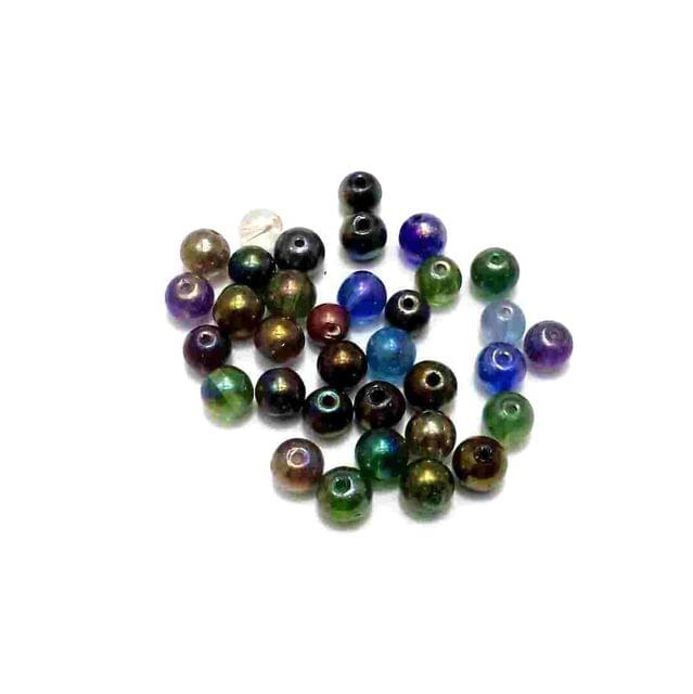 200+ Glass Beads Round Assorted Rainbow 8 mm