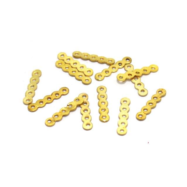 100 Pcs Golden Finish Spacer 5 Hole 0.75 Inch