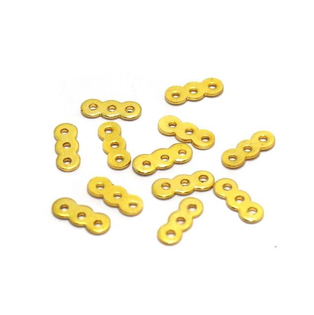 100 Pcs Golden Finish Spacer 3 Hole 0.5 Inch