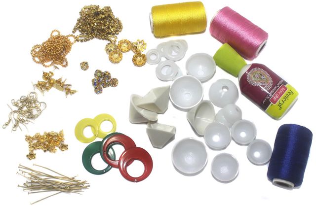 Silk Thread Jhumka & Earring Making Kit With all the required Jewelry Findings