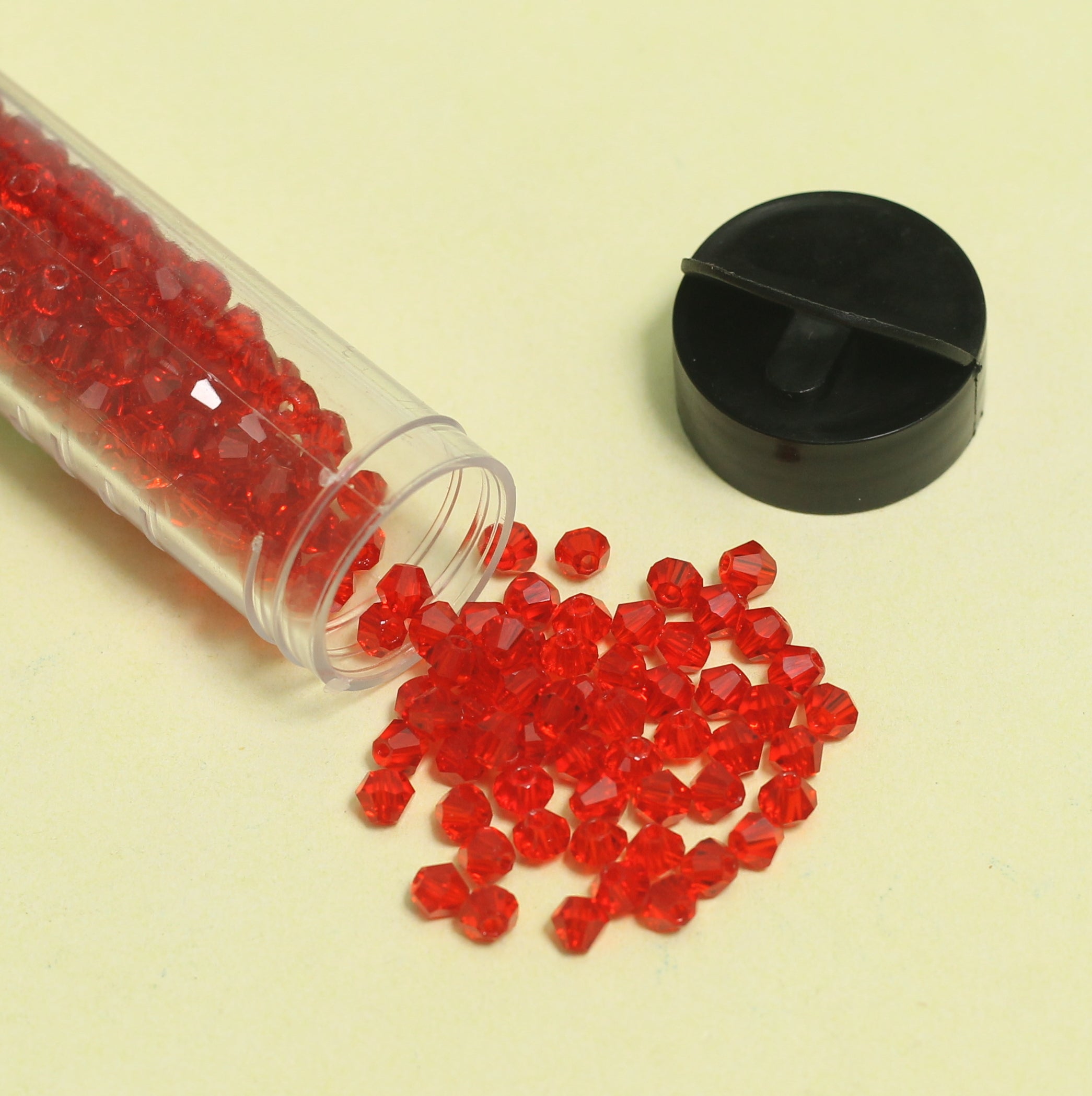 400 Pcs, 4mm Red Faceted Glass Bicone Beads
