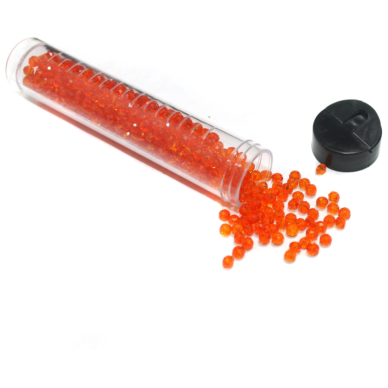 400 Pcs, 4mm Trans Orange Faceted Crystal Rondelle Beads