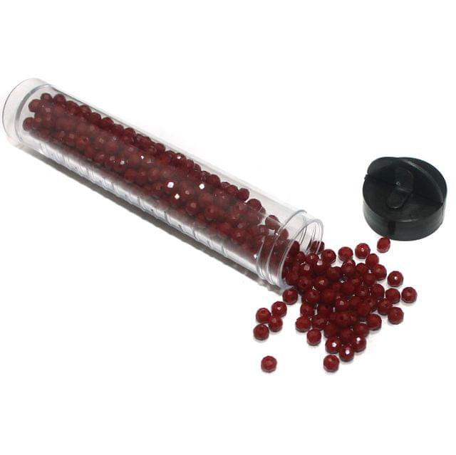 400 Pcs, 4mm Opaque Maroon Faceted Crystal Rondelle Beads