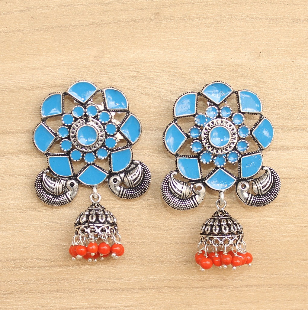 Blue Color Meenakari Earrings (MKE1238BLU)