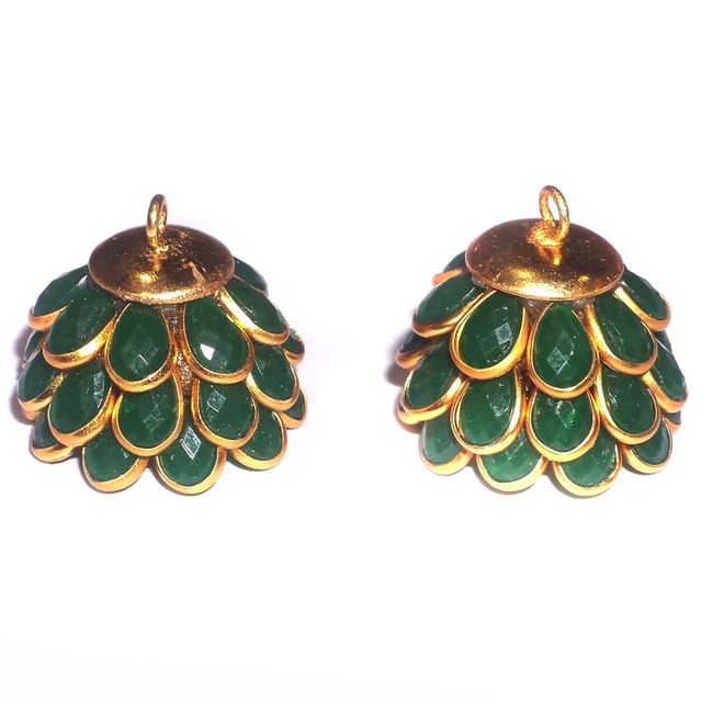 5 Pairs Pacchi Jhumka Opaque Green 14x19 mm