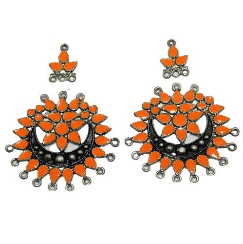 5 Pairs Orange Earring Components 50mm