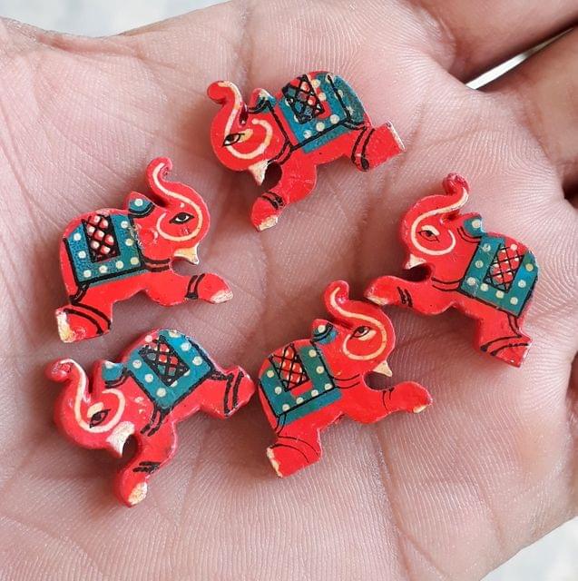 20 Pcs, Wooden Colored Elephant Beads