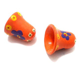 10 Pcs, 1 Inch Wooden Colored Bells Beads Orange