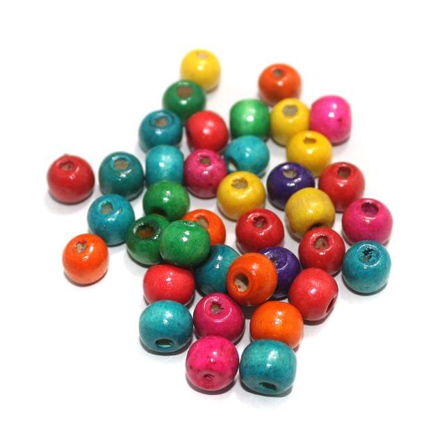 Wooden Round Multicolor Beads 10mm, 200 Pcs