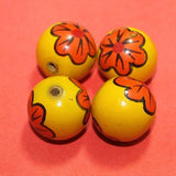 20 Pcs Wooden Round Beads Yellow 1 Inch