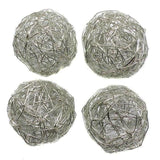 10 Wire Mesh Round Beads Silver Finish 25mm