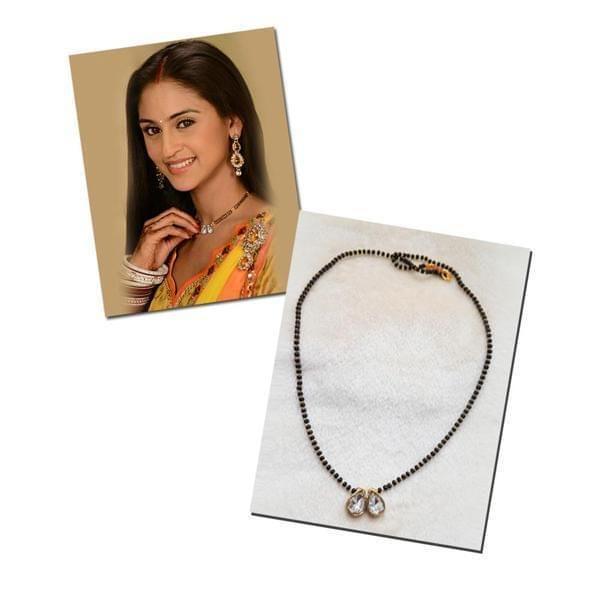 White Glass Stone Gold Plated Mangalsutra_MMS-01