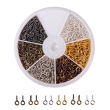 Iron Screw Eye Pin Peg Bails For Half Drilled Beads Mixed Color 10x5xmm 6color