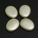 10 Pcs, 30x24mm Off White Flat Oval Pearl Coated Acrylic Beads