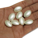 20 Pcs, 20x13mm Off White Flat Oval Pearl Coated Acrylic Beads