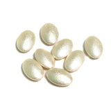 20 Pcs, 20x13mm Off White Flat Oval Pearl Coated Acrylic Beads