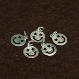 9mm 92.5 Sterling Silver Smiley Face Charm