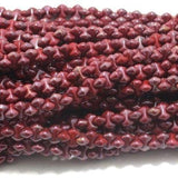1 String 9X5mm Red Luster glass Bamboo beads