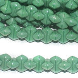 1 String 9X5mm Green glass Bamboo beads