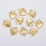 10x8mm 304 Stainless Steel Micro Plated Gold Puffed Heart Charms