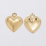 10x8mm 304 Stainless Steel Micro Plated Gold Puffed Heart Charms